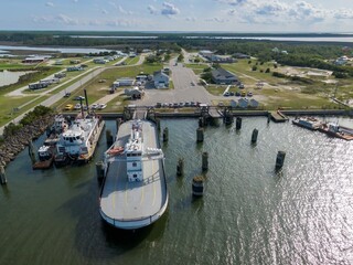 The Cedar Island Ferry, Cedar Island, North Carolina, United States. Cedar Island, North Carolina,...