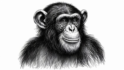 Fototapeta premium Hand drawn Engraving style of chimpanzee . Retro illustration.