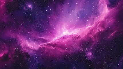 Naklejka premium A vibrant cosmic nebula in shades of purple and pink fills the galaxy with wonder.