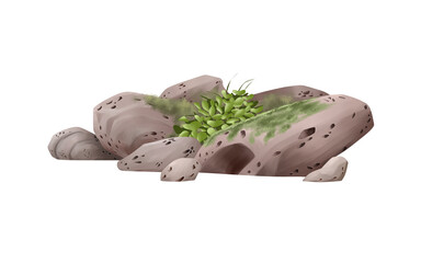 River stone and moss