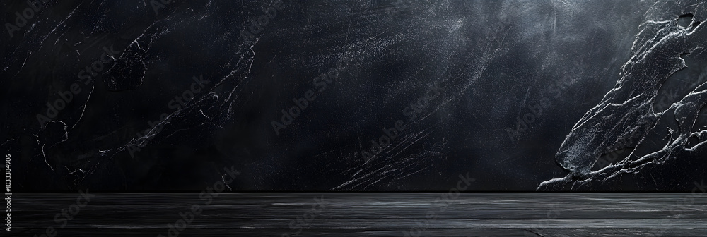 Poster White chalk text graphic for black friday on an empty surreal room wall blackboard. Widescreen real chalkboard background texture.