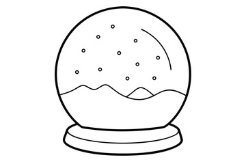 Cute snow globe line art vector illustration