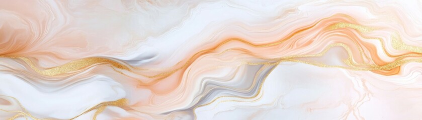 Obraz premium Abstract Marble Texture with Gold Accents in Soft Peach and White Tones for Elegant and Modern Design Backgrounds