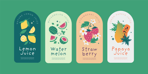 Set of fruite juice label design template, design for packaging 