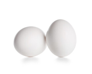 Fresh chicken eggs isolated on white background
