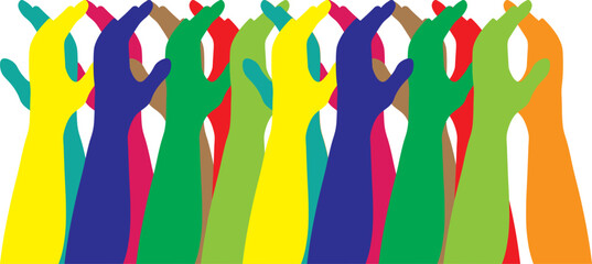 Leaving colorful hands. Colorful hands vector design.