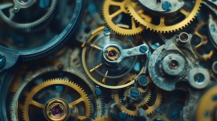 Intricate dismantled mechanical watch with detailed gears and springs on dark background, symbolizing precision and complexity in teardown analysis.