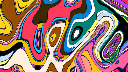 Vibrant Colorful Abstract Fluid Psychedelic Background with Bubble Waves for summer music