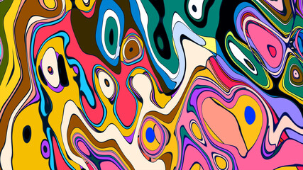 Fototapeta premium Vibrant Colorful Abstract Fluid Psychedelic Background with Bubble Waves for summer music