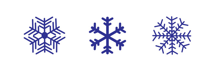 Big set of linear snowflake icons. Editable stroke outline