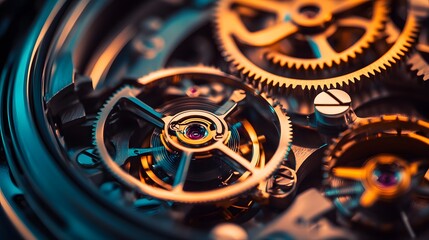 Intricate dismantled mechanical watch with detailed gears and springs on dark background, symbolizing precision and complexity in teardown analysis.