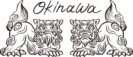 沖縄のクールなシーサーのイラスト