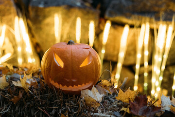 Halloween pumpkins or jack o lantern.