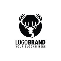 deer head logo silhouette illustration. vector