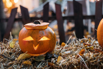 Halloween pumpkins or jack o lantern.