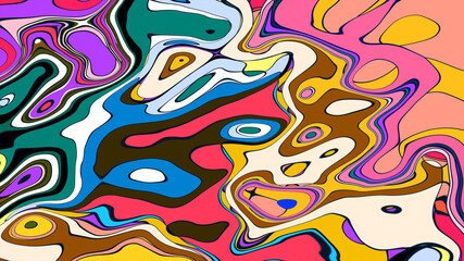 Vibrant Colorful Abstract Fluid Psychedelic Background with Bubble Waves for summer music