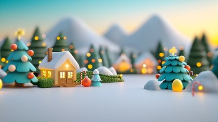 Obraz premium Festive Holiday Lights Illuminate a Cozy Christmas Village Transitioning into New Year s Eve