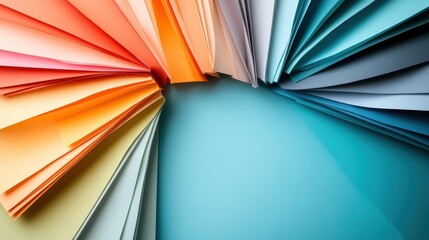 Circularly arranged colorful paper sheets spreading outward, creating a dynamic visual with a soothing central space that draws the viewer's attention to the core.