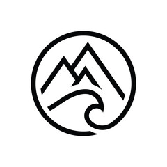 minimalist mountain waves logo design inspiration