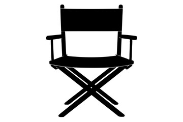 Director Chair Silhouette Vector, patio chair icon, Folding chair silhouette

