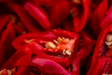 Red hot chili Molokai but after harvest and cutting process which is ready for dry phase