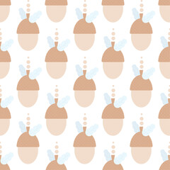 Autumn acorn abstract seamless pattern