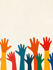 Obraz premium Colorful Raised Hands Symbolizing Unity and Diversity