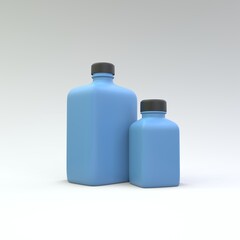 Medicine plastic bottles on a the white background. Medicine package design. 3d illustration.