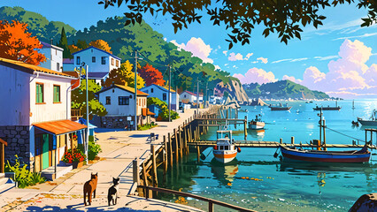 Fototapeta premium ネコのいる風景
