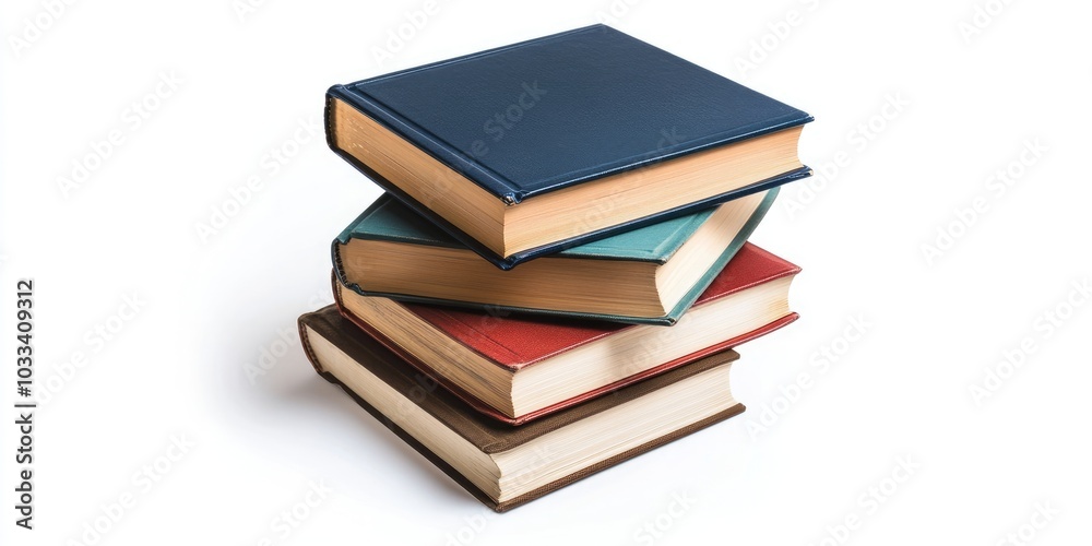 Aufkleber stack of books isolated on white / books viewed from above / reading and books are crucial for perso