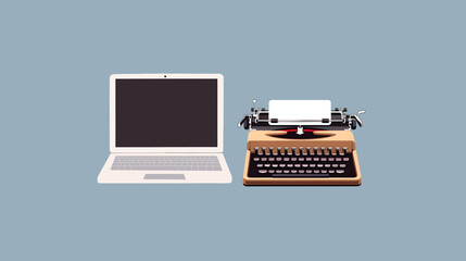 Modern Laptop and Typewriter Side by Side copy space
