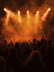 Energetic Concert Scene with Silhouetted Crowd