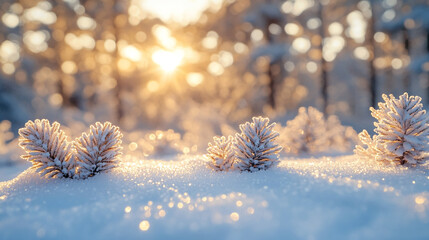 Snow-covered spruce paws close-up