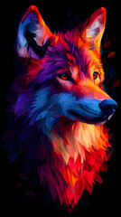 Obraz premium Geometric Wolf Portrait Bursts with Vibrant Colors
