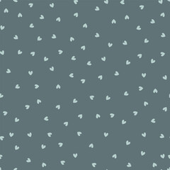 Seamless pattern with hearts on green background. Vector illustration