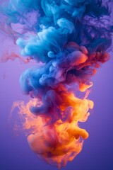 abstract colorful smoke on purple background