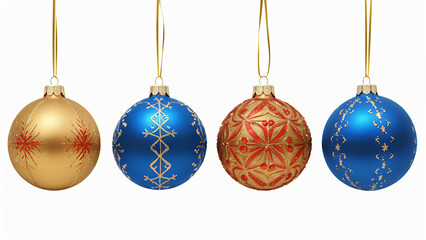 four christmas balls isolated on white