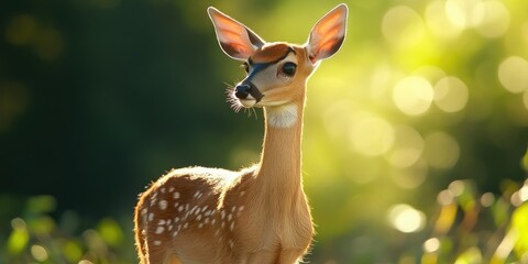 Small deer characterized by a slender physique and an elongated neck.