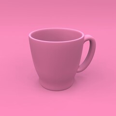 Simple and clean mockup of the cup for a coffee on the pink background. 3d illustration.