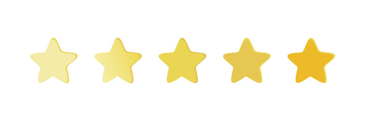 Obraz premium Star rating icon. Vector yellow isolated five stars. Customer feedback concept. Vector 5 stars rating review. 