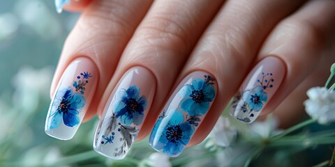 Beautiful nail art featuring intricate patterns on manicured nails, showcasing creativity and style. This image captures the elegance and artistry of modern nail design.