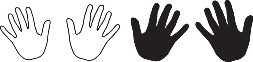 Fototapeta premium Print Vector silhouette of a human hand, palm. Drawn in black on a white background.