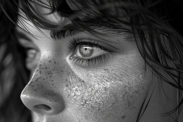 Obraz premium creative image where a person face is partially obscured by shadows from a patterned object