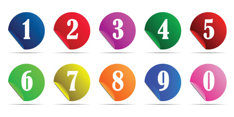 Multi colour number bullet points from one to ten, Vector bullet points design,  