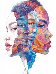 Colorful artistic representation of diverse faces highlighting culture and identity in modern art