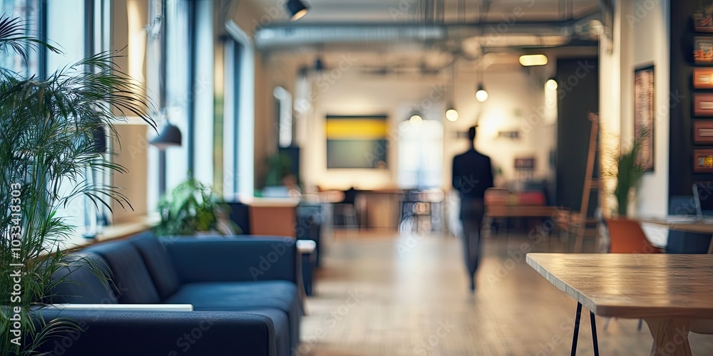 Poster blurred backdrop of a co-working space