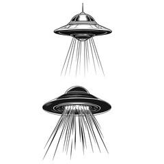Vector Silhouette Illustration of a Flying Saucer © Thi