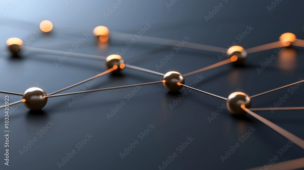 Poster A concept of technology based on AI, motion of digital data flow, and communication. 3D rendering of moving dots and lines.