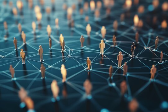 a network of people connected to each other with glowing lights on them and a blue background