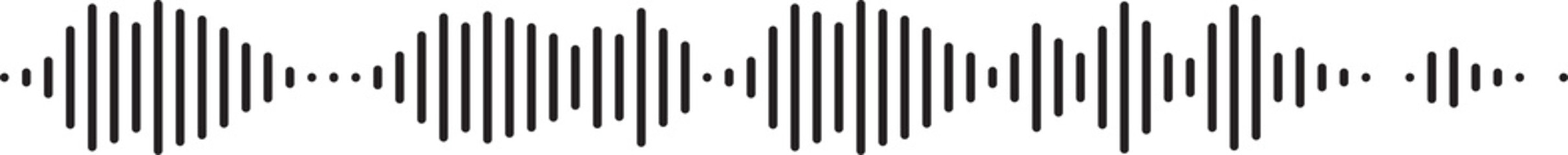 Voice message equalizer. Voice sound line with broken lines isolated on white background. Vortex, sonar wave, soundwave, sunburst, signal signs. Vector graphic illustration